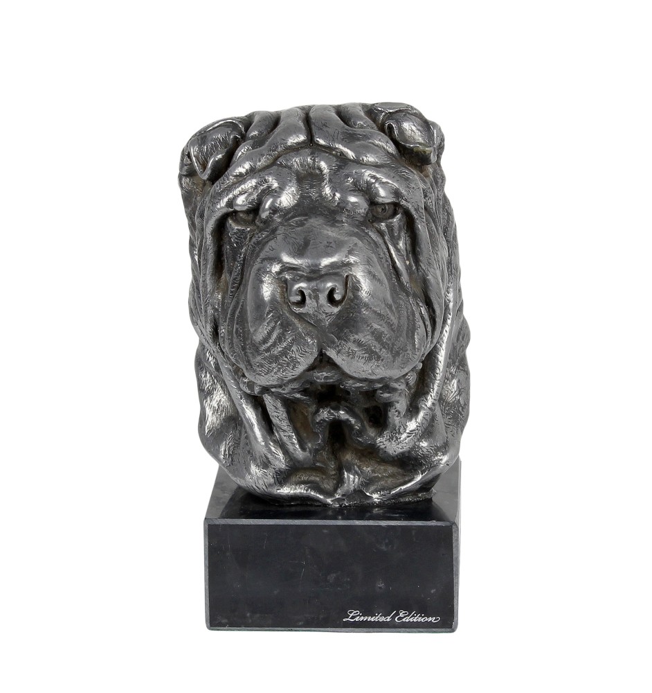 Shar Pei figurki srebrne na kamieniu Art-Dog